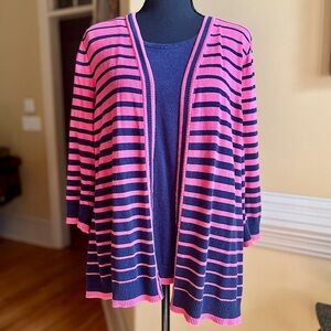 Croft & Barrow Navy Pink Layered Cardigan XL